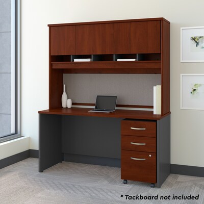 Bush Business Furniture Westfield 60W Office Desk with Hutch and Mobile File Cabinet, Hansen Cherry