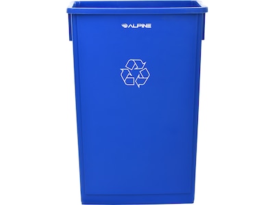 Alpine Industries Polypropylene Recycling Bin and Dolly, 23 Gallon, Blue (ALP477-R-BLU-PKD)