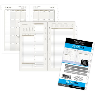 2026 AT-A-GLANCE 6.75 x 3.75 Daily & Monthly Refill Pages, White/Brown (471-225-26)