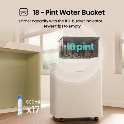 Hisense 50-Pint Portable Dehumidifier, 3-Speed, Covers up to 4500 sq. ft., White (ALDH50KP26)