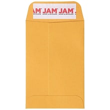 JAM PAPER Self Seal #4 Coin Business Envelopes, 3 x 4 1/2, Brown Kraft Manila, 100/Pack (400238461