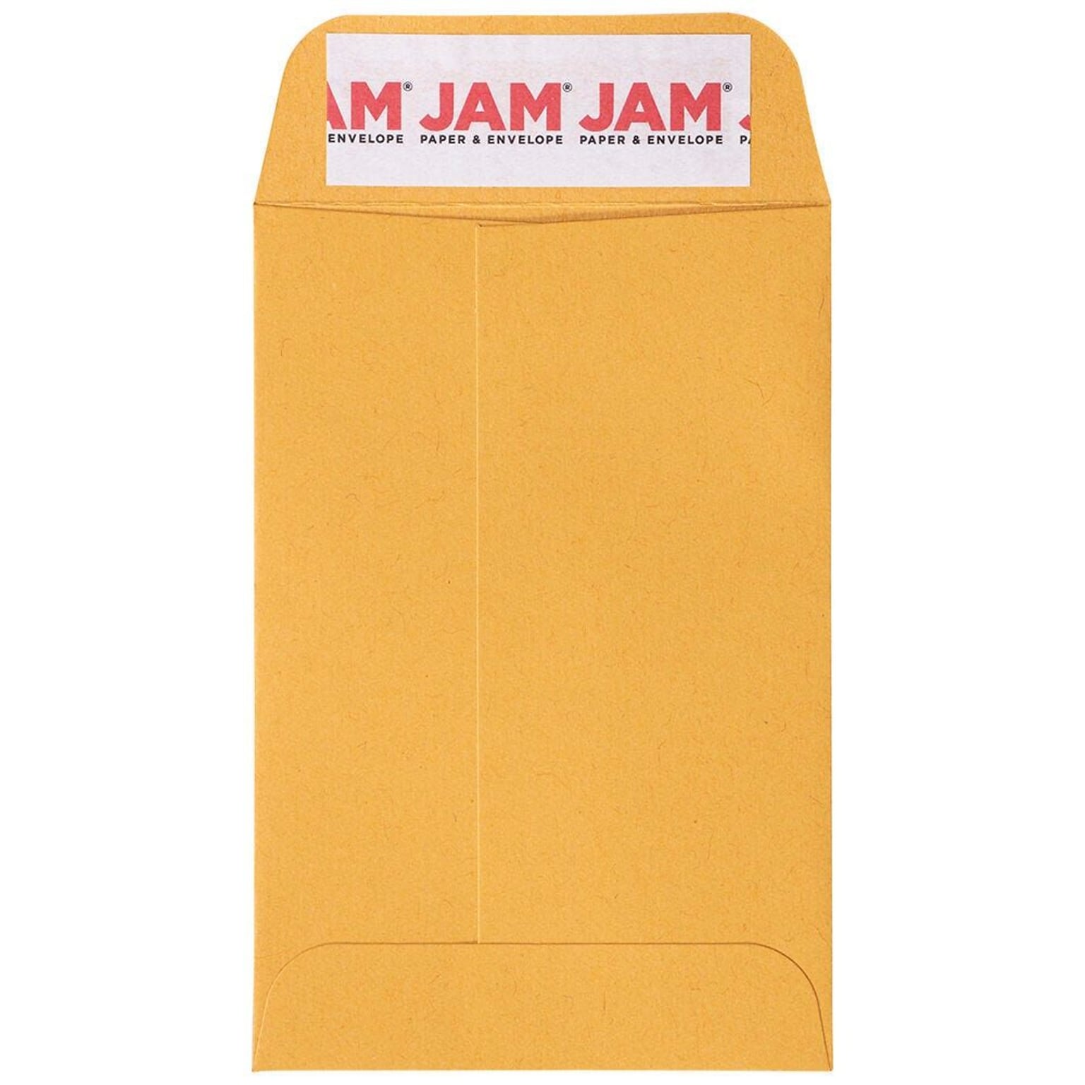 JAM Paper Self Seal #4 Coin Business Envelopes, 3 x 4 1/2, Brown Kraft Manila, 100/Pack (400238461D)