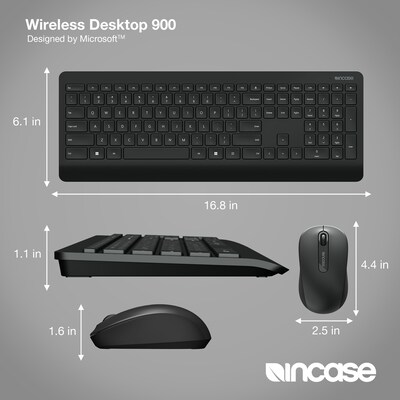 Incase Wireless Desktop 900 Designed by Microsoft Keyboard and Optical Mouse Combo, Black (PT3-00001)