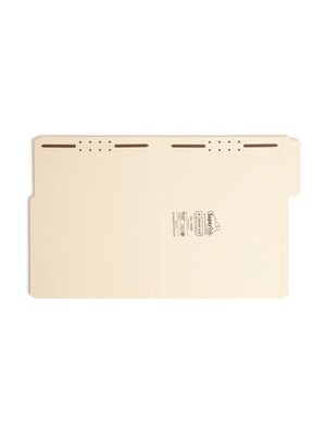 Smead SuperTab® Heavy Duty Manila Fastener Folder, Reinforced 1/3-Cut Tab, Guide Height, Letter Size