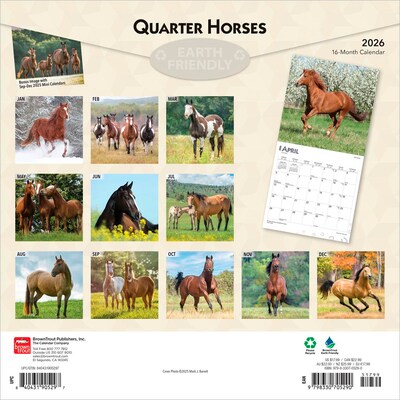 2026 BrownTrout Quarter Horses 12 x 12 Monthly Wall Calendar (9798330705290)