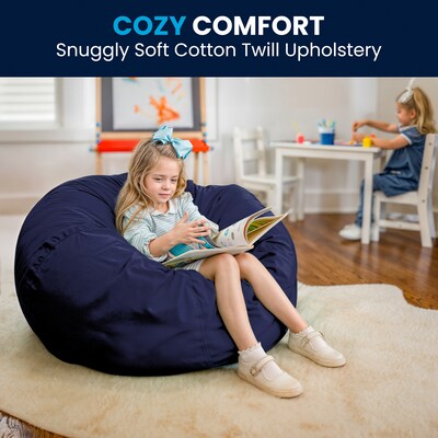 Flash Furniture Cotton Twill Oversized Solid Bean Bag Chair, Navy Blue