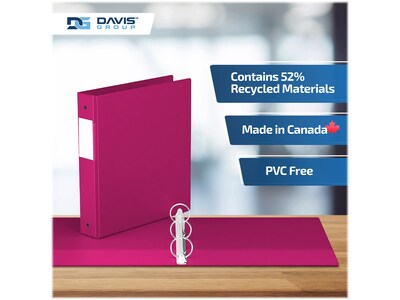 Davis Group Premium Economy 1 1/2" 3-Ring Non-View Binders, Pink, 6/Pack (2312-43-06)