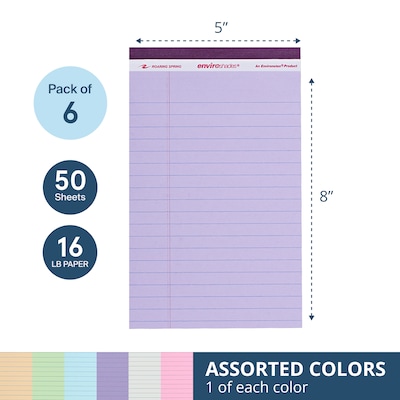 Roaring Spring Paper Products Enviroshades Notepad, 5" x 8.25", Legal Ruled, 6/Pack (74220)