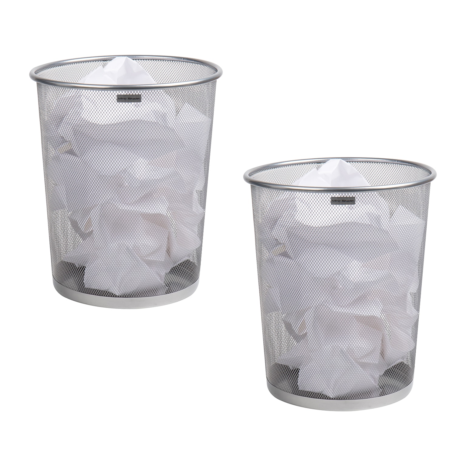 Mind Reader Metal Mesh Trash Can Without Lid, 4.4 Gallon, Silver, 2/Pack (2CIRGA-SIL)