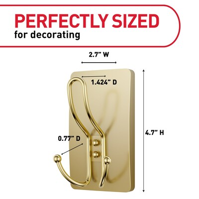 Command Extra Large Decorative Hook, Satin Brass, 2/Pack (17038BR-2ES)