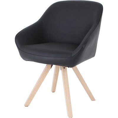 Lorell Natural Wood Legs Modern Guest Chair, Black Vinyl Upholstery (LLR68564)
