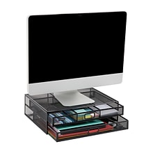 Mind Reader Monitor Stand Laptop Riser with Storage Drawer, Black (2TDMESHY-BLK)