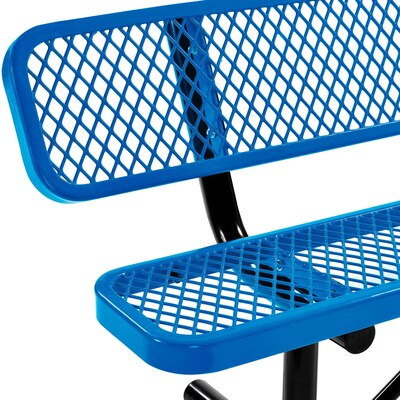 Global Industrial 6' Outdoor Steel Bench w/ Backrest, Expanded Metal, Blue (277154BL)