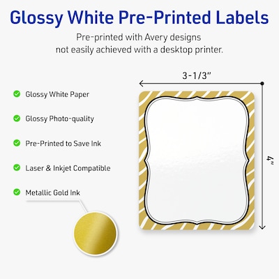 Avery Rectangle Laser/Inkjet Multipurpose Labels, 4 x 3-1/3, White, 40/Pack (19479370992)