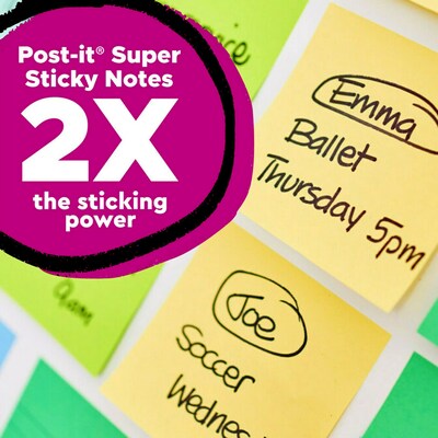 Post-it Recycled Super Sticky Notes, 4" x 6", Canary Collection, 45 Sheets/Pad, 4 Pads/Pack (4621R-4SSCY)