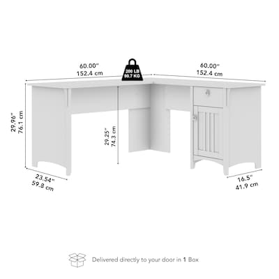Bush Furniture Salinas 60"W L Shaped Desk with Storage, Cape Cod Gray (SAD160CG-03)