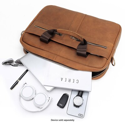 SaharaCase Leather Briefcase, Laptop Compatible, Light Brown (LT00083)