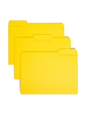 Smead Interior File Folder, 1/3-Cut Tab, Letter Size, Yellow, 100/Box (10271)