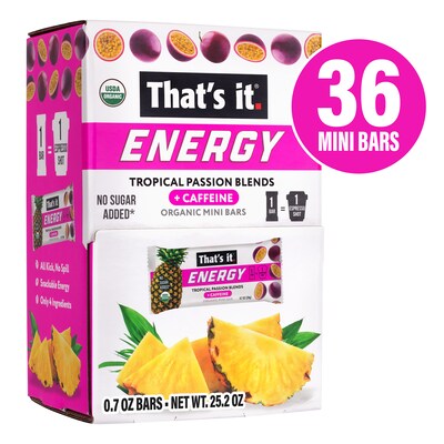 Thats It Organic Gluten Free Tropical Passion Blends Energy Bar, 0.7 oz., 36/Pack (220-02519)