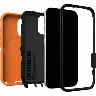OtterBox Defender Series Pro MagSafe Phone Case for iPhone 17, Shock Absorbing, HiVis Orange (77-99753)