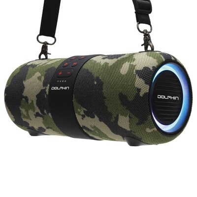 Dolphin Audio Wireless Bluetooth Portable Speaker with Accent Lights & FM Radio, Waterproof, Camouflage (LX-60 CAMO)