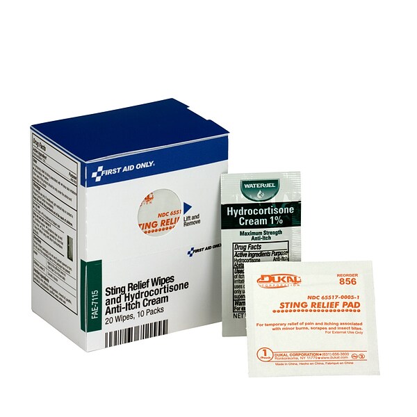 First Aid Only® SmartCompliance® Refill Sting Relief Wipes and Hydrocortisone Cream (FAE-7115)