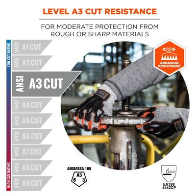 Ergodyne ProFlex 922CR Nitrile Cut-Resistant Gloves, XL, A3 Cut Level, Gray (17093)