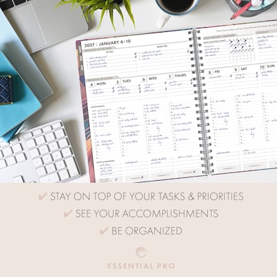 2027 Excello Brands Essential Pro 8.5" x 11" Weekly & Monthly Planner, Pastel Peacock (ESPRO-CY27-8511-61)