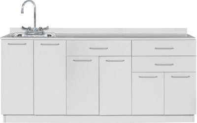 Viva Comfort 36.75H x 72W Exam Room Medical Cabinet With Sink, 6-Doors, 3-Drawers, Gray (ADIME902-BASE-72-LS-GRY-MK)