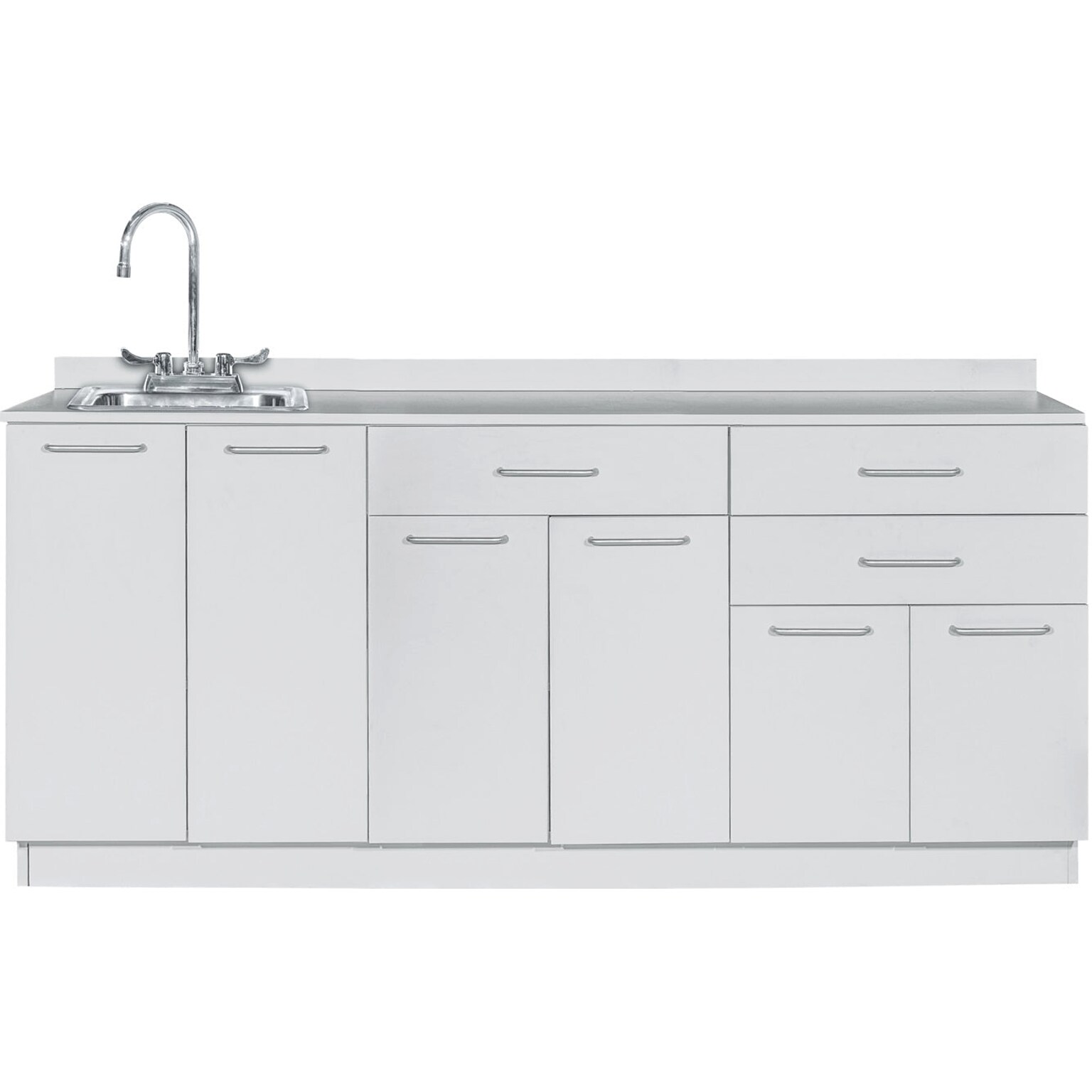 Viva Comfort 36.75H x 72W Exam Room Medical Cabinet With Sink, 6-Doors, 3-Drawers, Gray (ADIME902-BASE-72-LS-GRY-MK)