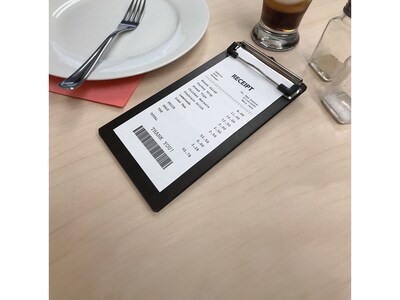 Excello Global Products Wood Grain/Silver Check/Menu Holder, Wood/Metal (SPLS-MENU-4X8CB)