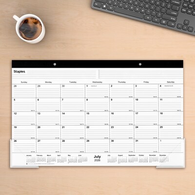 2026-2027 Staples 18" x 11" Academic Monthly Desk Pad Calendar, Black (ST17004-27)