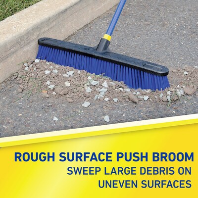 Quickie Bulldozer 24 Polypropylene Bristle Push Broom, Blue (599)