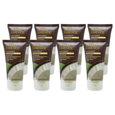 Desert Essence Coconut Shampoo, 1.5 oz Bottle, 8 Bottles/Bag, 6 Bags/Carton