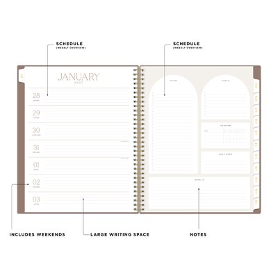 2027 Blue Sky Blue Sky Life Note-It 8.5 x 11 Calendar Year Weekly & Monthly Planner, Plastic Cover, Solid Latte (157431-27)