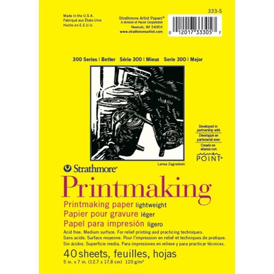 Strathmore 300 Series 5 x 7 Printmaking Pad, 40 Sheets/Pad, 3/Bundle (STTP3335-3)