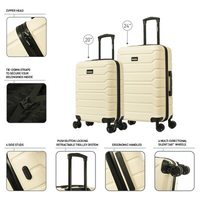 InUSA Trend 2-Piece Hardside Spinner Luggage Set, TSA Checkpoint Friendly, Sand (IUTRE0SM-SAN)