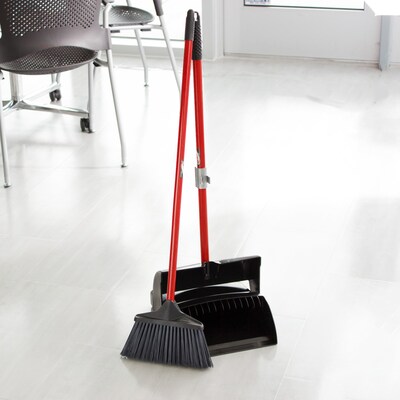 Libman Standard 12" Upright Broom & Dustpan Set, Red/Black (0917002)