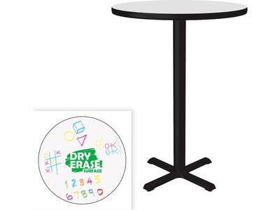 Correll 24" Round Dry-Erase Markerboard Cafe Table, Frosty White/Black (BXB24DER-80)