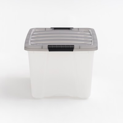 Iris 40 Quart Stack and Pull Plastic Latching Storage Bin, Clear (500209)