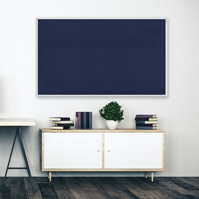 Ghent Fabric Bulletin Board, Satin Aluminum Frame, 4’H x 7’4W, Blue (AT47F93)