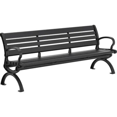 Global Industrial 6 Aluminum Park Bench w/ Backrest, Black (436978BK)