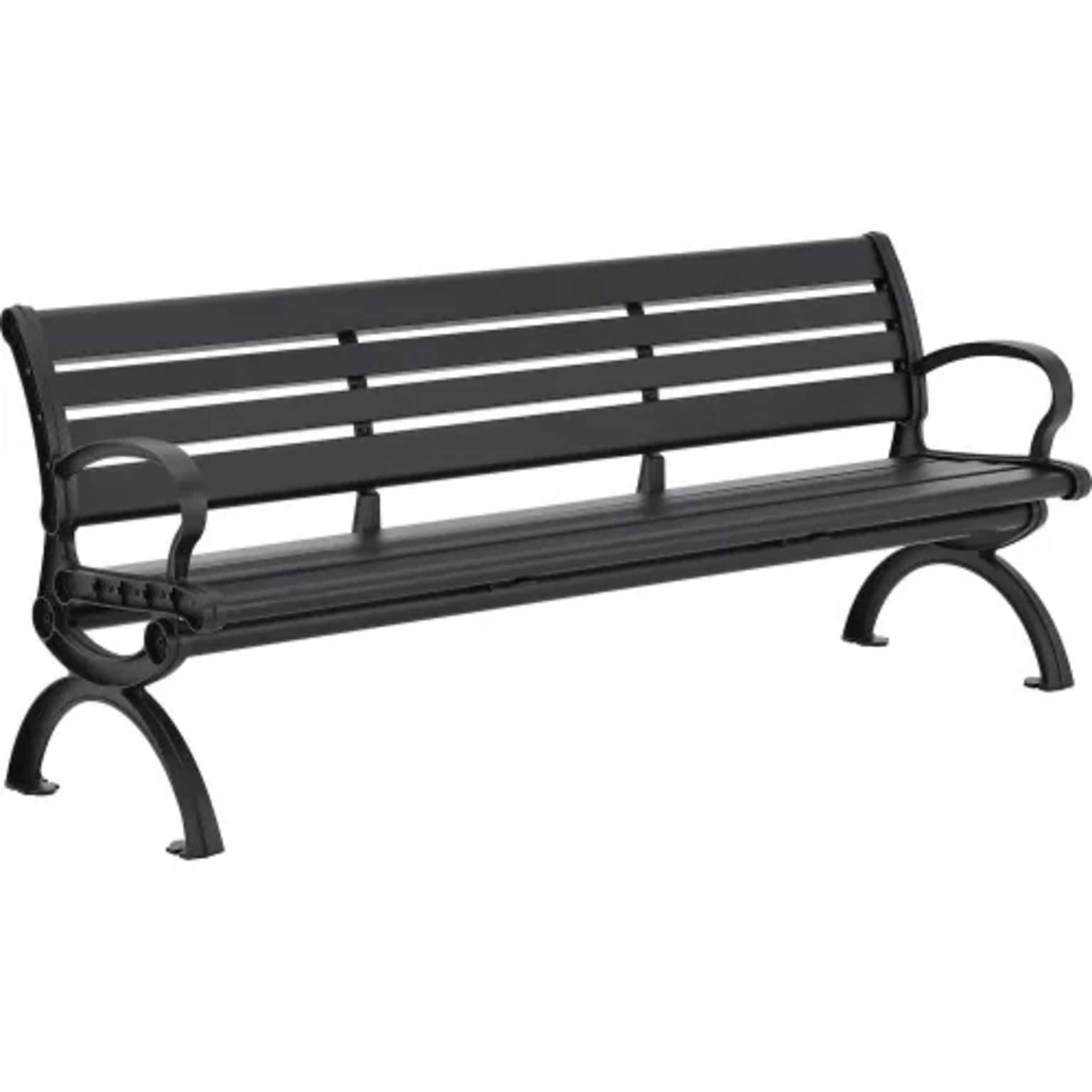 Global Industrial 6 Aluminum Park Bench w/ Backrest, Black (436978BK)