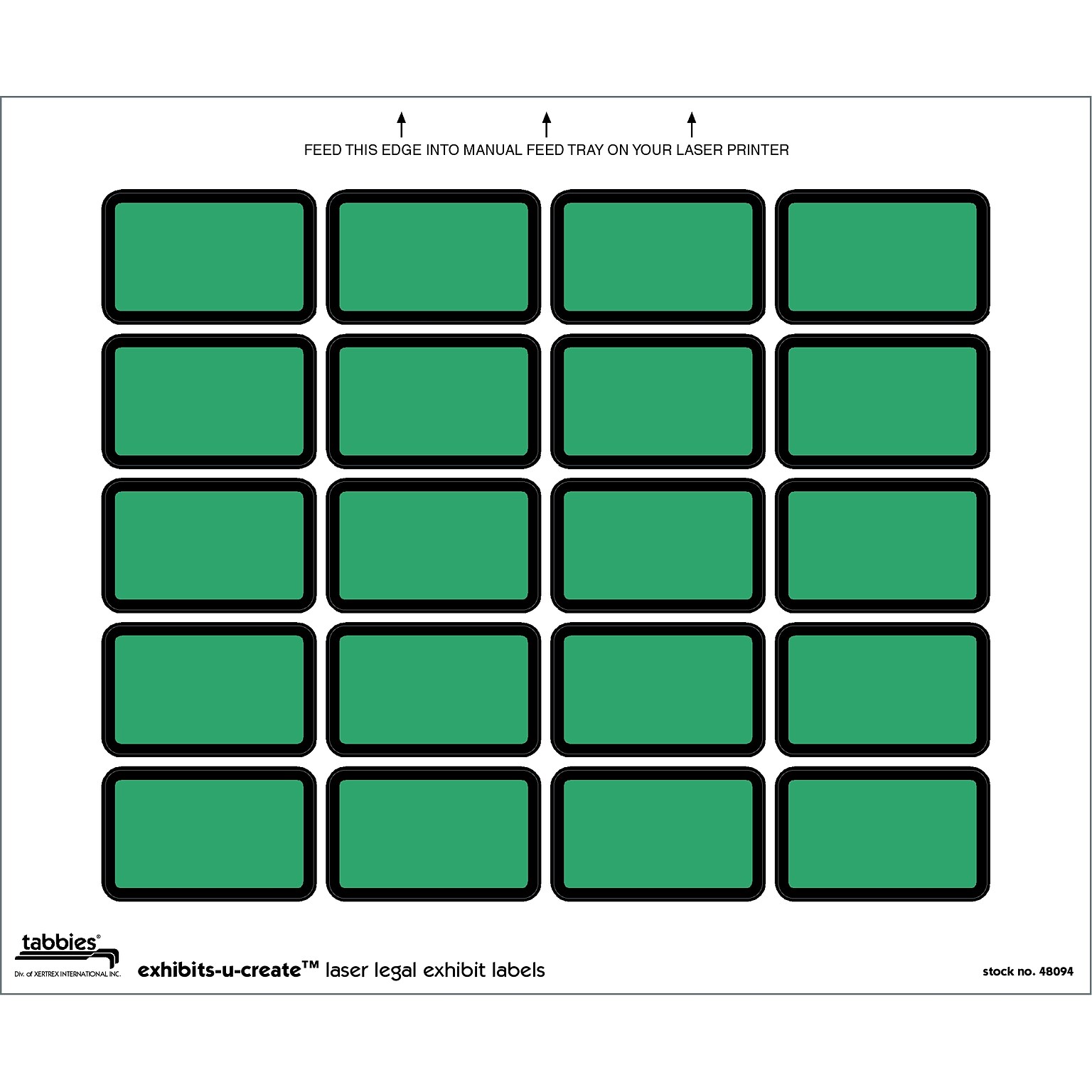 Tabbies Exhibits-U-Create Labels, Blank, 1 X 1 5/8, Green, 240/Pack (48094)