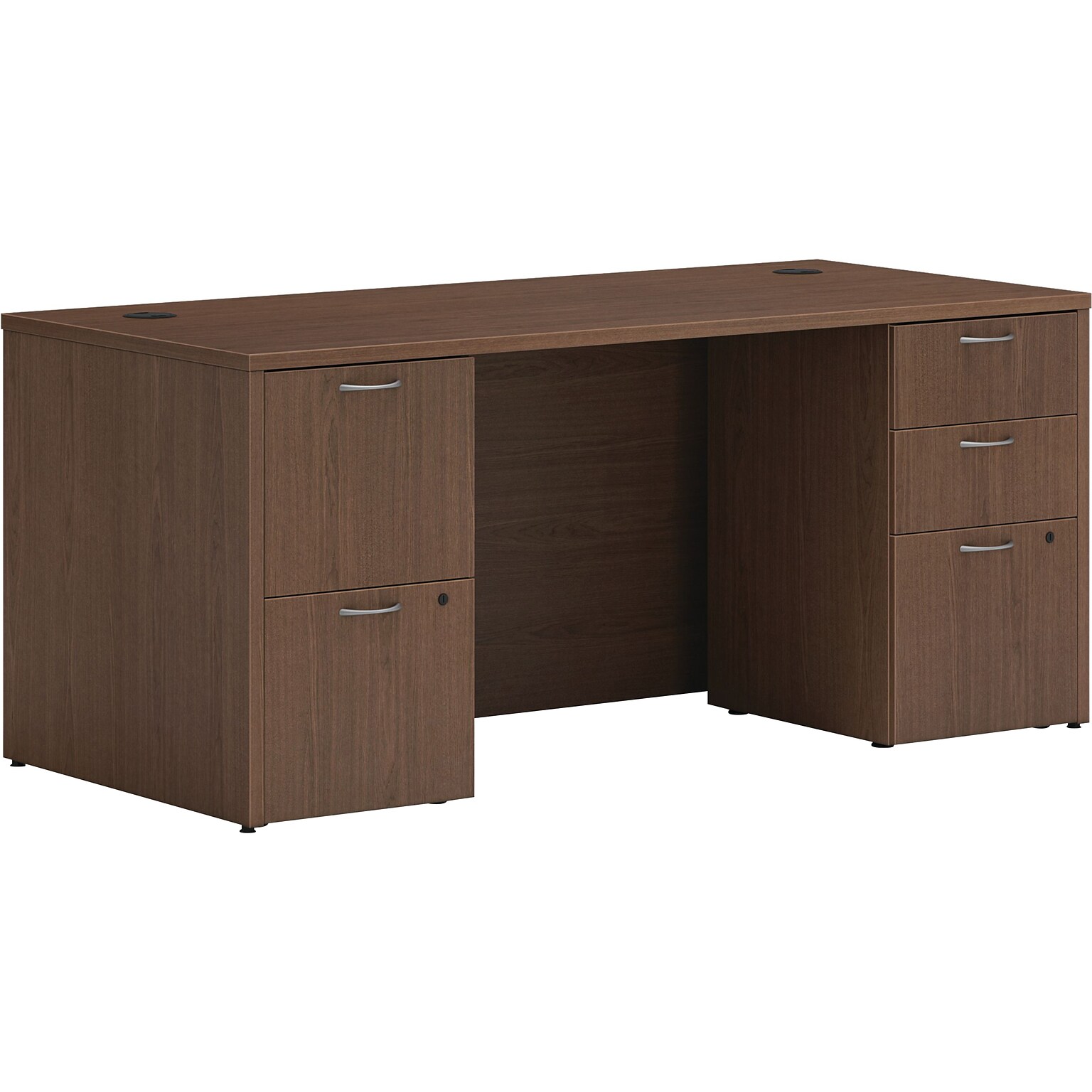 HON Mod 66W Double-Pedestal Desk, Sepia Walnut (HLPLDS66PSSE1)