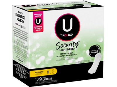 U by Kotex Security Lightdays Liner, Unscented, 129/Pack (49060)