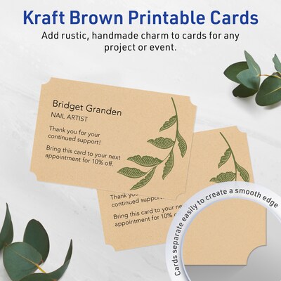 Avery Matte General Use Blank Cards, Kraft Brown, 50/Pack (95351)