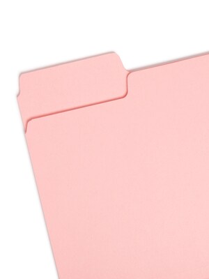 Smead File Folders, 1/3-Cut Tab, Letter Size, Pink, 100/Box (12643)