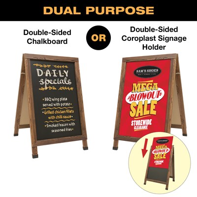 Excello Global Products 24x36 Chalkboard Coroplast Combo A-Frame, Brown (EGP-HD-0533-BN)