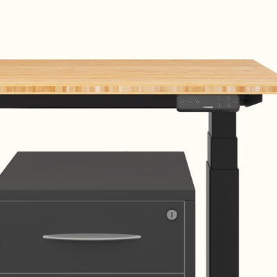 FlexiSpot E7 Commercial 48''W Electric Adjustable Standing Desk, Bamboo/Black (E7BCOM4824-LBZB)